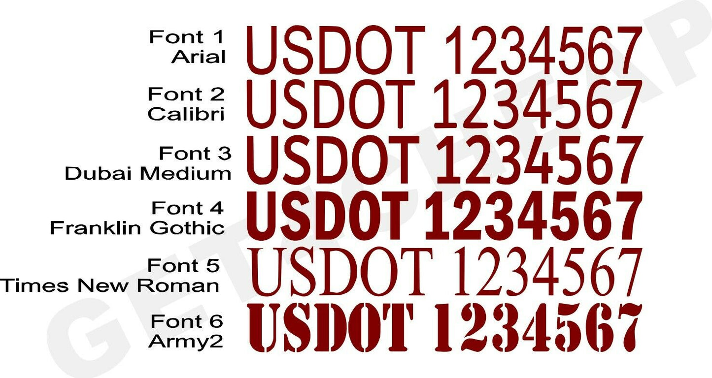 US DOT # Vinyl Decal (Set of 2)