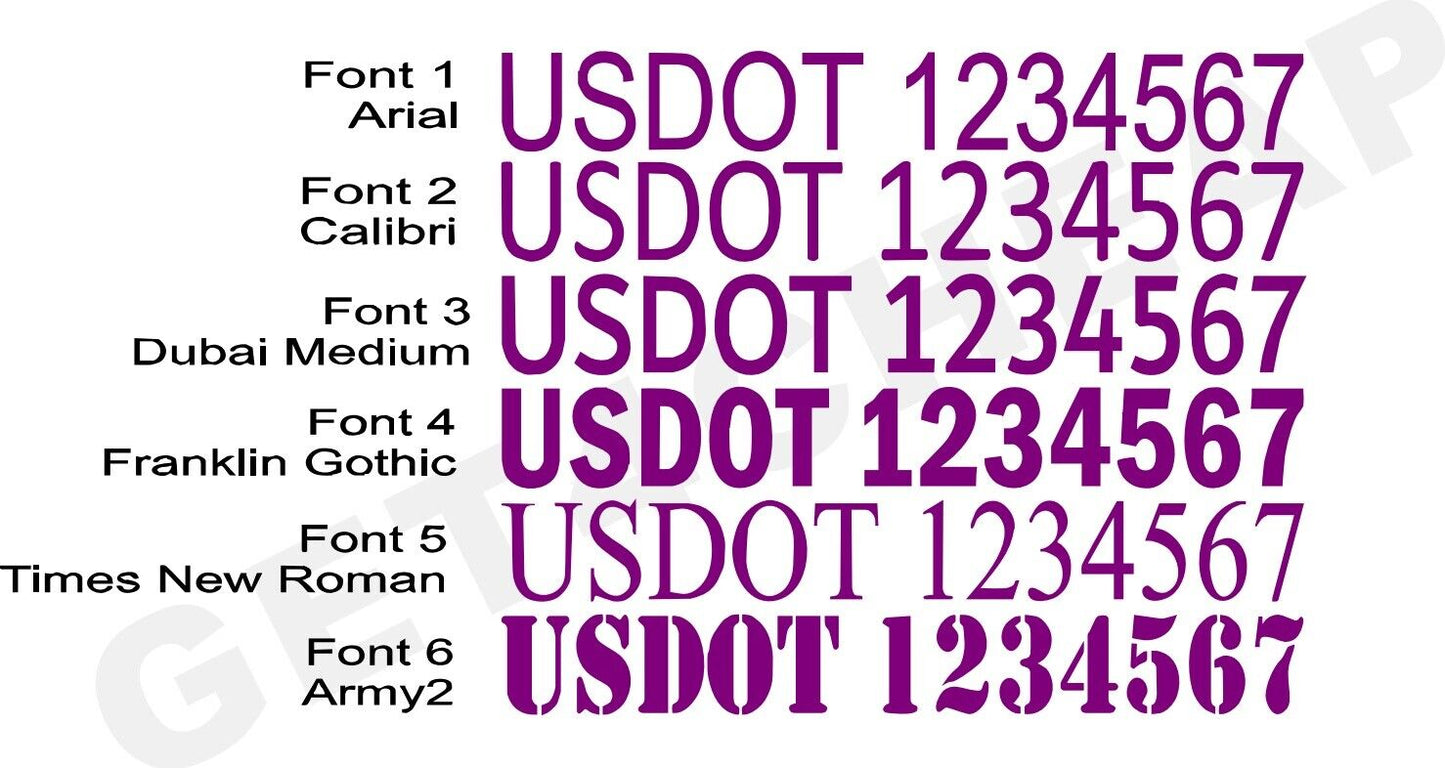 US DOT # Vinyl Decal (Set of 2)